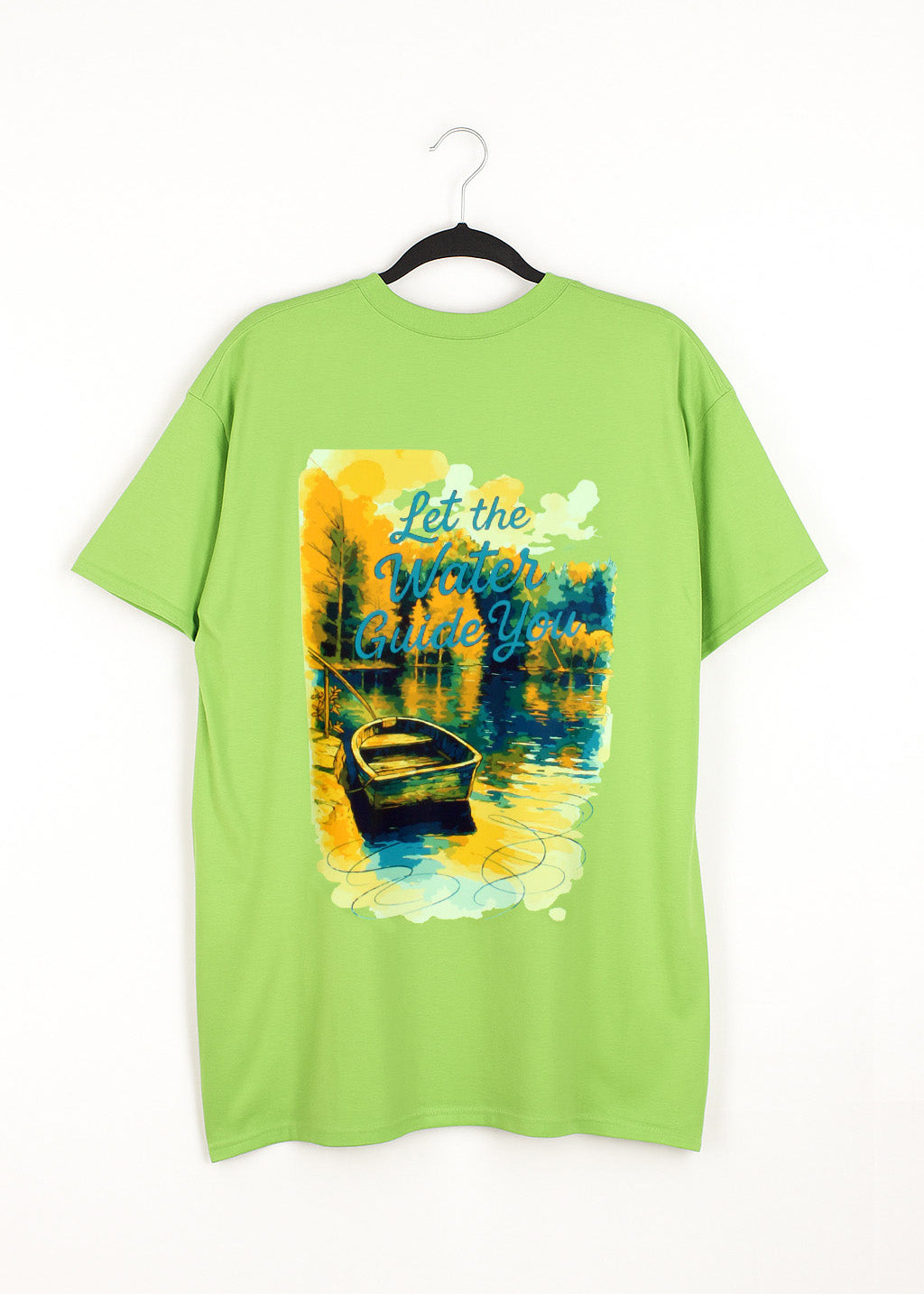 t-shirt_green kiwi_boat in the water